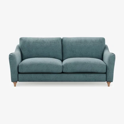 Dunelm Hattie Tonal Plush Chenille 3 Seater Sofa Tonal Plush Chenille Aqua