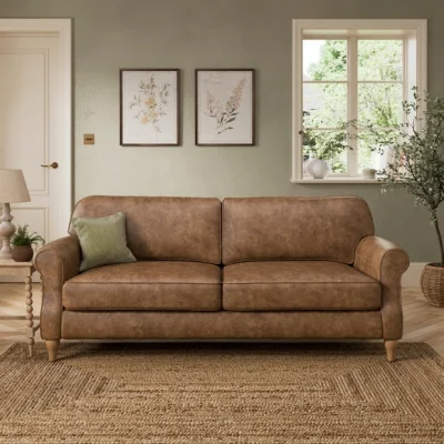Dunelm Millie Soft Faux Leather 3 Seater Sofa