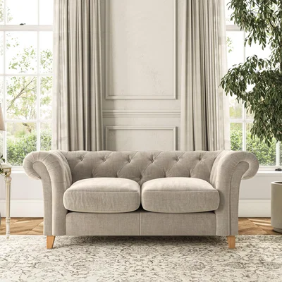Dunelm Pimlico Large 2 Seater Sofa Tonal Plush Chenille Natural