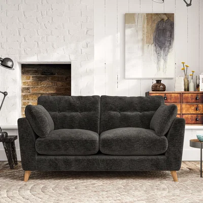 Dunelm Peyton Large 2 Seater Sofa Luxury Chenille Charcoal