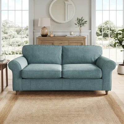 Dunelm Flori 3 Seater Sofa, Tonal Plush Chenille Aqua