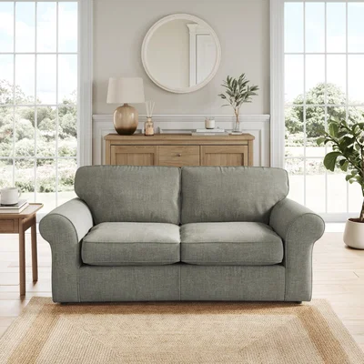 Dunelm Flori 2 Seater Sofa Bed, Tonal Plush Chenille Grey