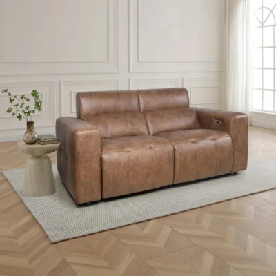Dunelm Akari Quilted Faux Leather Power Recliner 3 Seater Sofa