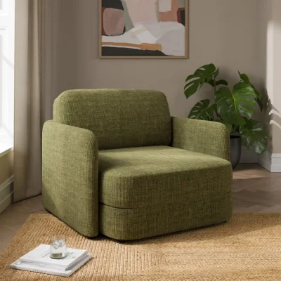 Dunelm Kinsley Ribbed Chenille Fold Out Single Sofa Bed