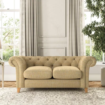 Dunelm Pimlico Large 2 Seater Sofa Chunky Tonal Weave Ochre