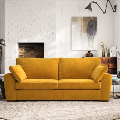 Dunelm Madison Large 3 Seater Sofa Luxury Velvet Old Gold