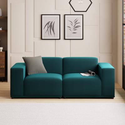Dunelm Modular Cruz Peacock Velvet 2 Seater Sofa Peacock