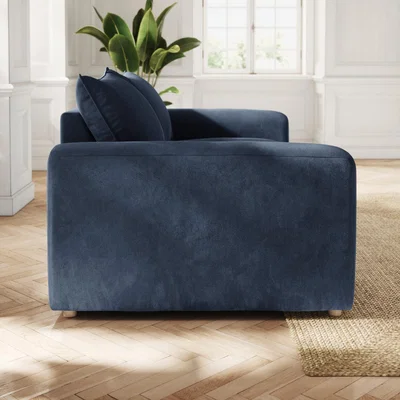 Dunelm Full Circle Austin Navy Cosy Velvet 4 Seater Sofa Navy