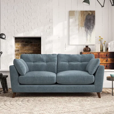 Dunelm Peyton 3 Seater Sofa Tonal Plush Chenille Aqua
