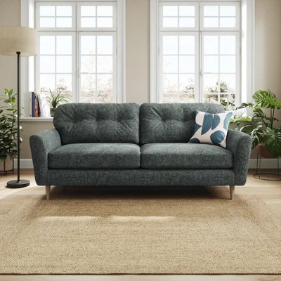 Dunelm Sven Chunky Chenille 4 Seater Sofa Navy