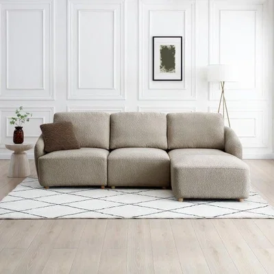 Dunelm Lyla Boucle Modular 3 Seater with Footstool