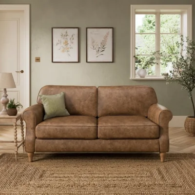 Dunelm Millie Soft Faux Leather 2 Seater Sofa