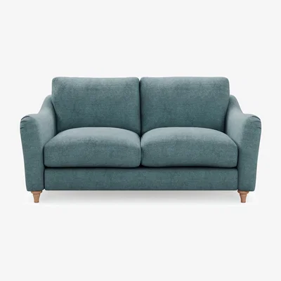 Dunelm Hattie Tonal Plush Chenille 2 Seater Sofa Tonal Plush Chenille Aqua