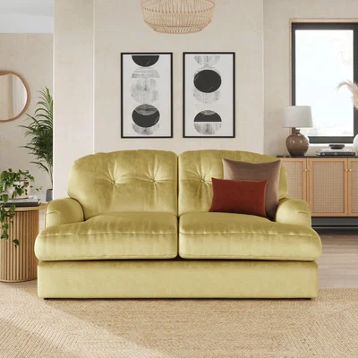 Dunelm Martha Vintage Velvet 2 Seater Sofa Bed Vintage Velvet Sunshine