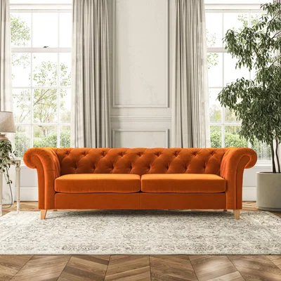 Dunelm Pimlico 4 Seater Sofa House Velvet Ginger