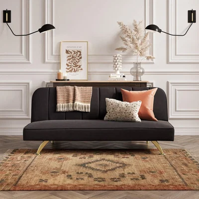 Dunelm Burlington Velvet 2 Seater Sofa Bed Black