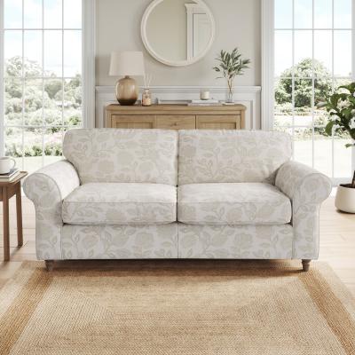 Dunelm Flori 3 Seater Sofa, Floral Print Fabric Floral Natural