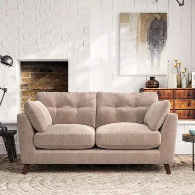 Dunelm Peyton Large 2 Seater Sofa Luxury Velvet Natural
