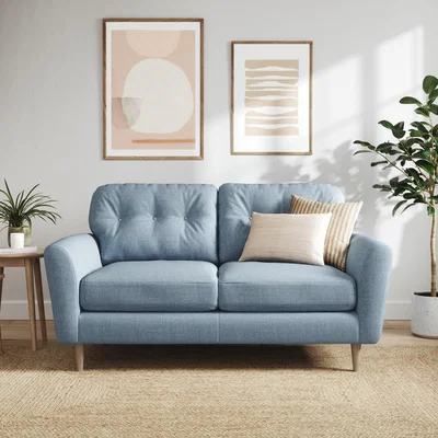 Dunelm Sven Chunky Tonal Weave 2 Seater Sofa Navy