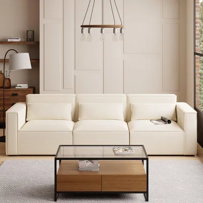 Dunelm Modular Arne Natural Luna Fabric 3 Seater Sofa Natural
