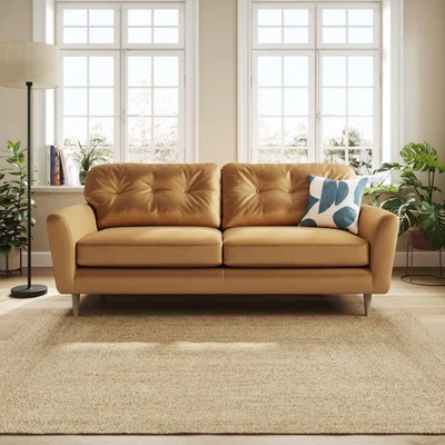 Dunelm Sven Opulent Velvet 4 Seater Sofa Caramel