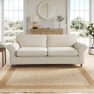 Dunelm Flori 4 Seater Sofa, Tonal Plush Chenille Natural
