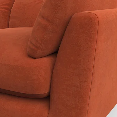 Dunelm Peyton Large 3 Seater Sofa Luxury Velvet Orange Umber