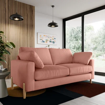 Dunelm Apollo Vintage Velvet 3 Seater Sofa Vintage Velvet Soft Coral