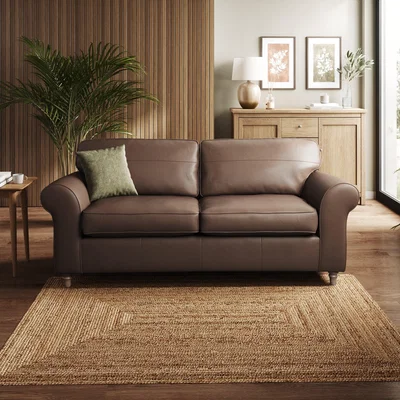 Dunelm Flori Classic Leather 3 Seater Sofa
