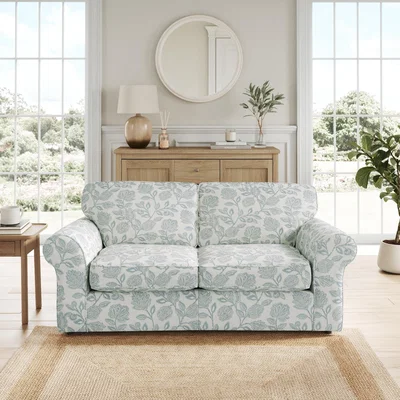 Dunelm Flori 2 Seater Sofa Bed, Floral Print Fabric Floral Ashley Blue