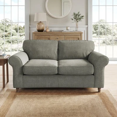 Dunelm Flori 2 Seater Sofa, Tonal Plush Chenille Grey