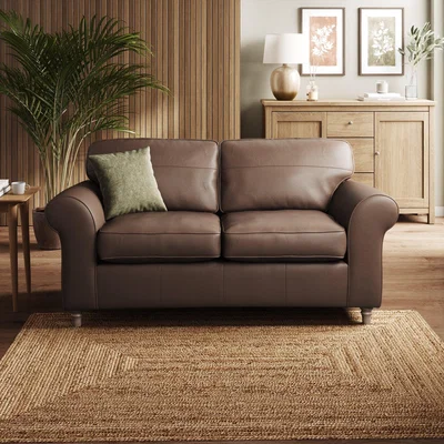 Dunelm Flori Classic Leather 2 Seater Sofa