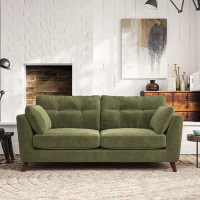 Dunelm Peyton 3 Seater Sofa Luxury Velvet Olive