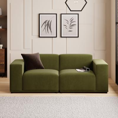 Dunelm Modular Cruz Olive Velvet 2 Seater Sofa Velvet Olive