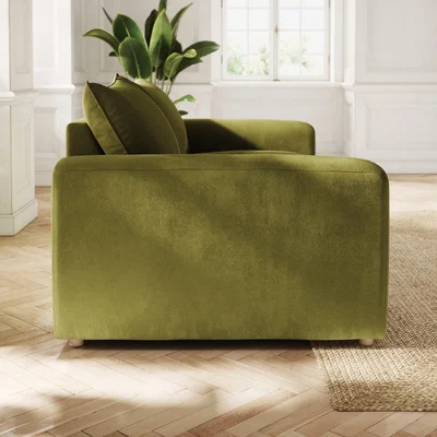 Dunelm Full Circle Austin Olive Luxury Velvet 4 Seater Sofa Olive