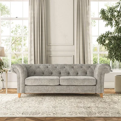 Dunelm Pimlico Large 3 Seater Sofa Chunky Chenille Silver