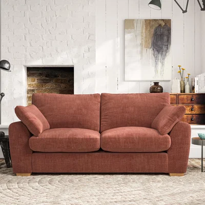 Dunelm Madison 3 Seater Sofa Tonal Plush Chenille Terracotta