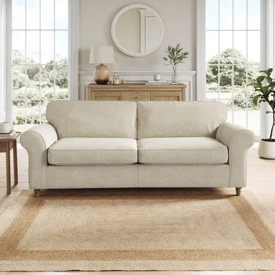 Dunelm Flori 4 Seater Sofa, Soft Chenille Sandstone