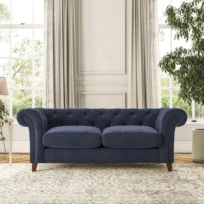 Dunelm Pimlico 3 Seater Sofa Aqua Clean Chenille Navy