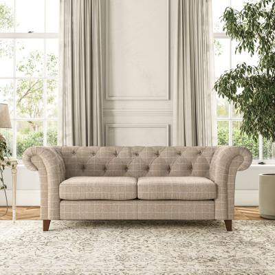 Dunelm Pimlico 3 Seater Sofa Check Natural
