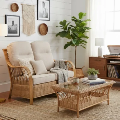 Dunelm Desser Viola Rattan 2 Seater Sofa