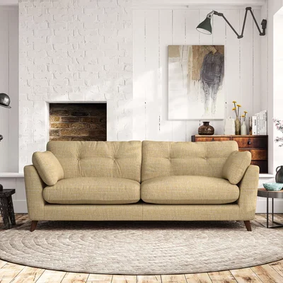 Dunelm Peyton 4 Seater Sofa Chunky Tonal Weave Ochre