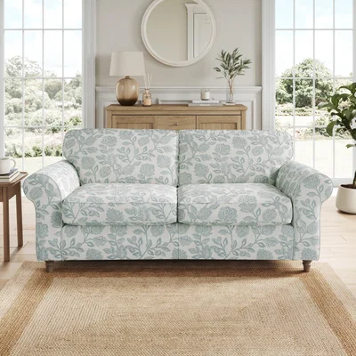 Dunelm Flori 3 Seater Sofa, Floral Print Fabric Floral Ashley Blue