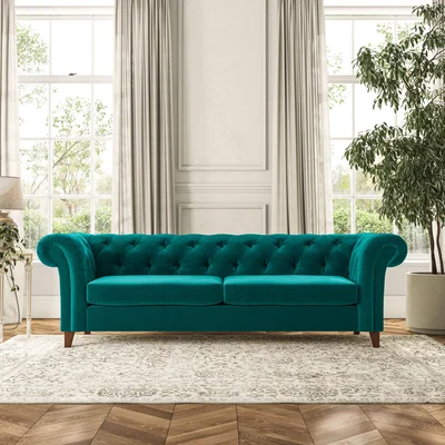 Dunelm Pimlico 4 Seater Sofa House Velvet Peacock