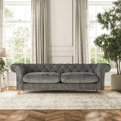 Dunelm Pimlico 4 Seater Sofa Chunky Chenille Charcoal