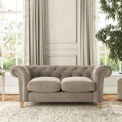 Dunelm Pimlico Large 2 Seater Sofa Aqua Clean Chenille Mushroom