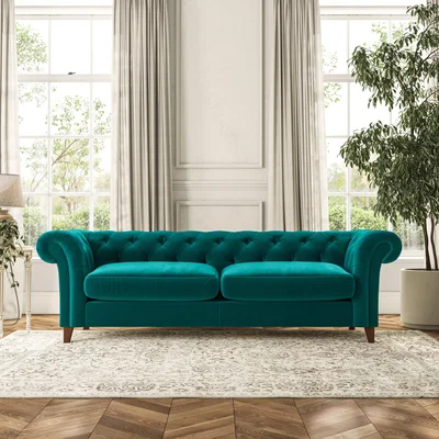 Dunelm Pimlico 4 Seater Sofa House Velvet Peacock