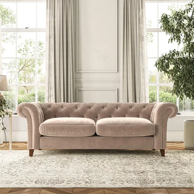 Dunelm Pimlico Large 3 Seater Sofa Luxury Velvet Natural