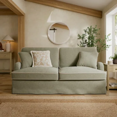 Dunelm Beatrice II Faux Linen Fixed Loose Cover 3 Seater Sofa