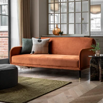 Dunelm Denver Fabric Double Sofa Bed Rust